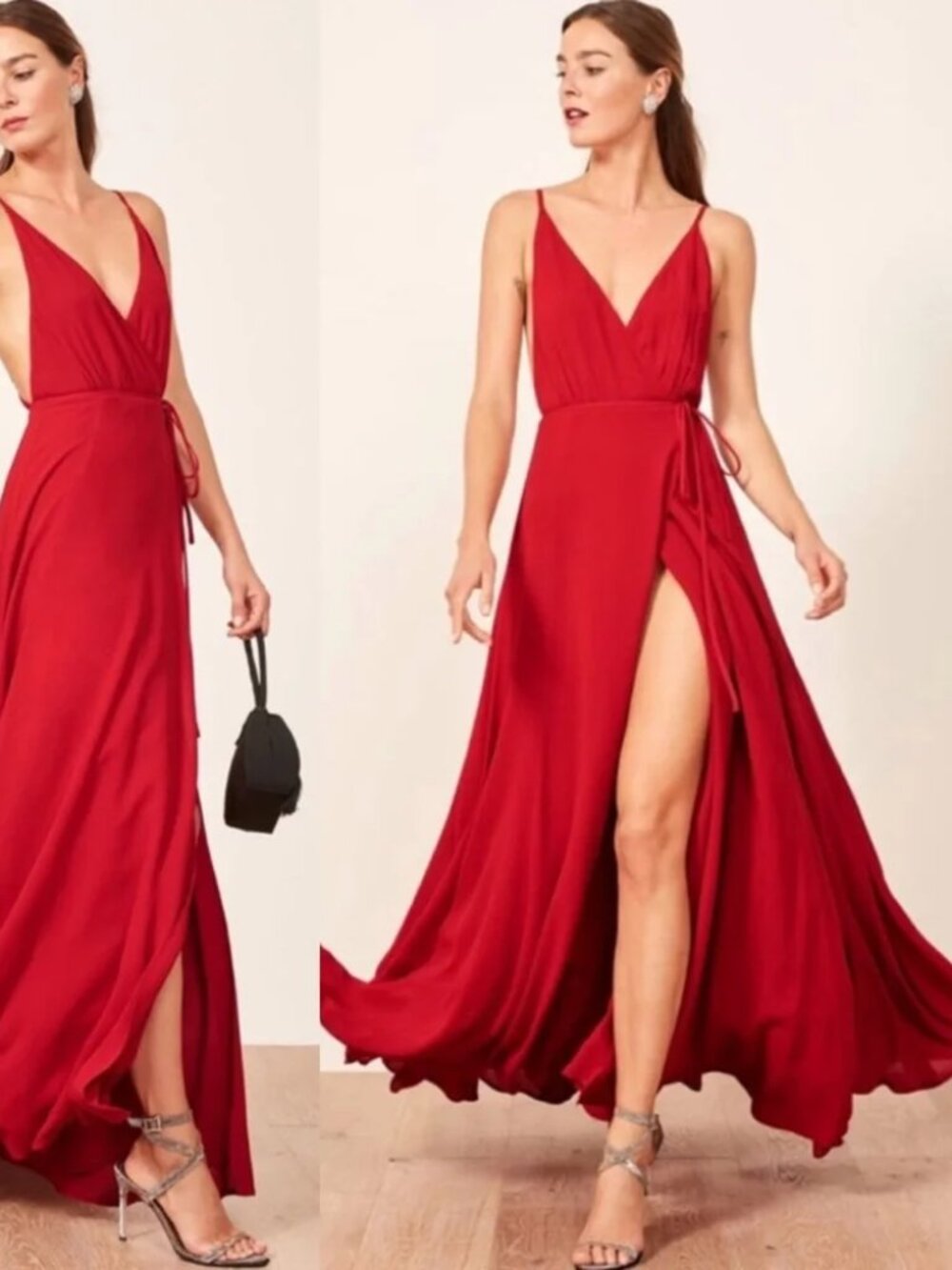 Reformation Callalily Maxi in Red Full Length Wrap Dress -  Size 4
